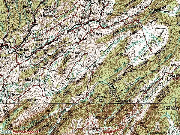 Zip code 24651 topographic map