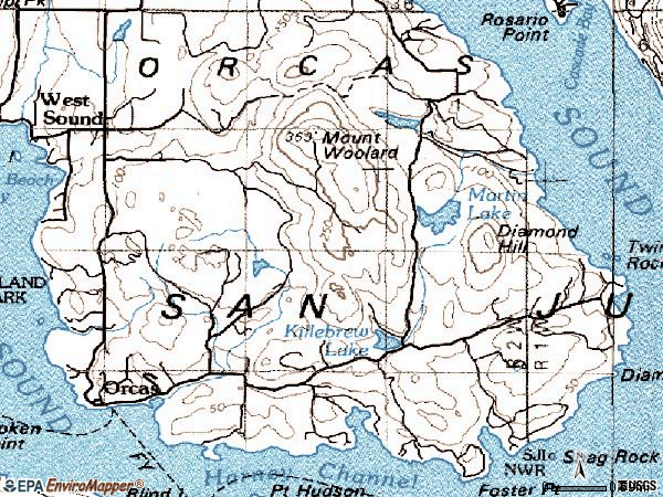 Zip code 98280 topographic map