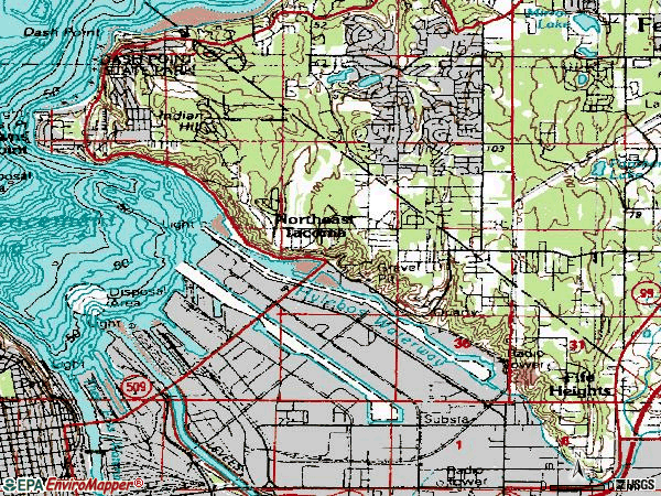 Zip code 98422 topographic map