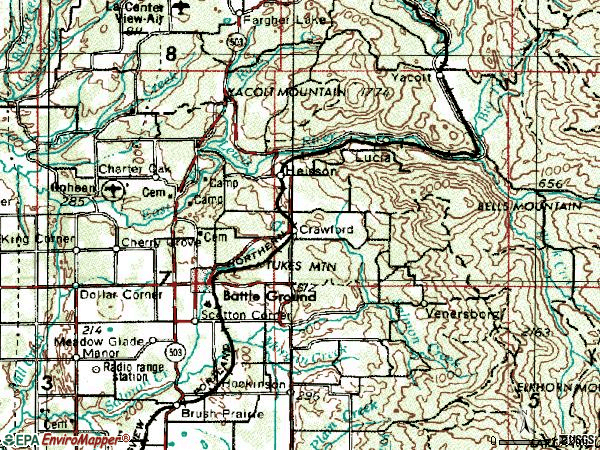 Zip code 98604 topographic map