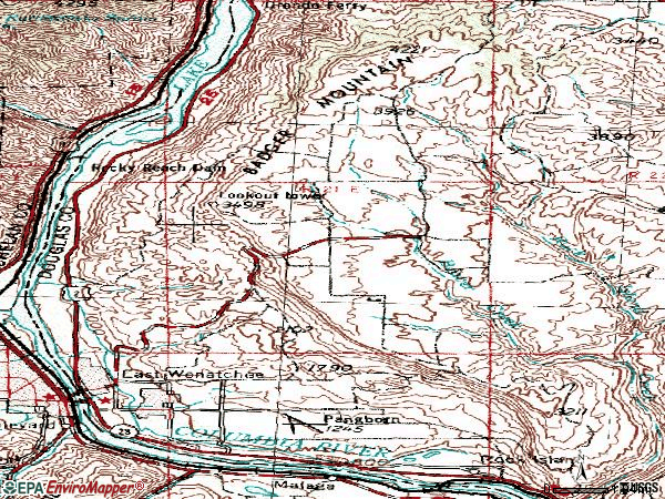 Zip code 98802 topographic map