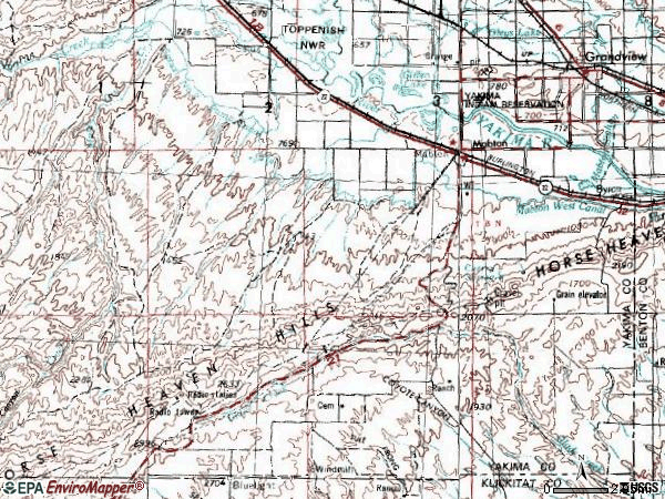 Zip code 98935 topographic map