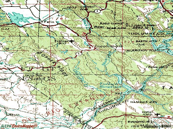 Zip code 95228 topographic map