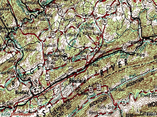 Zip code 24701 topographic map