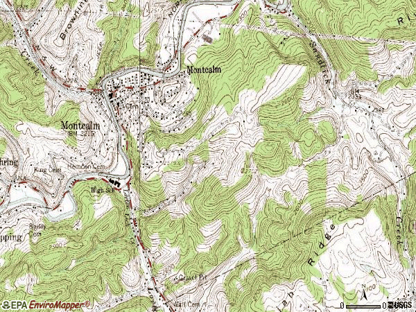 Zip code 24737 topographic map