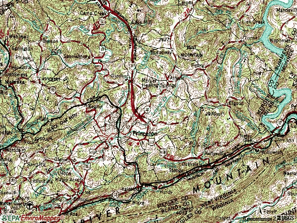 Zip code 24740 topographic map