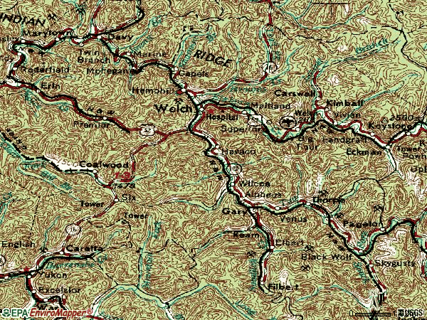 Zip code 24801 topographic map