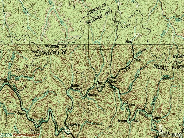 Zip code 24828 topographic map
