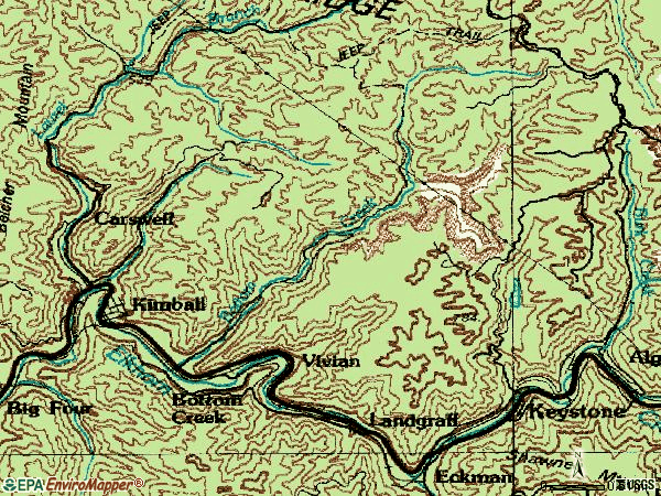 Zip code 24853 topographic map