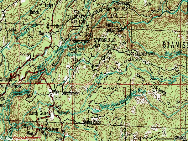 Zip code 95255 topographic map