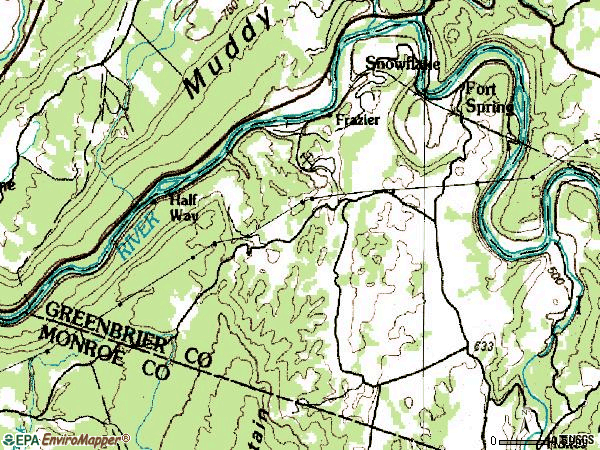 Zip code 24936 topographic map