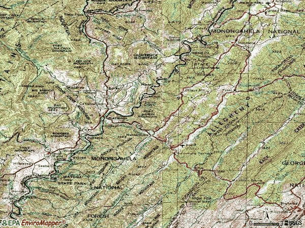 Zip code 24954 topographic map