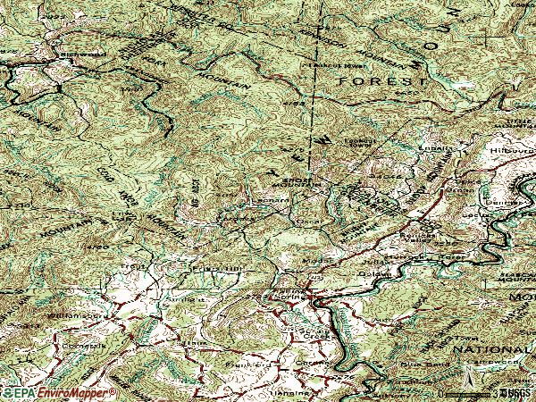 Zip code 24966 topographic map
