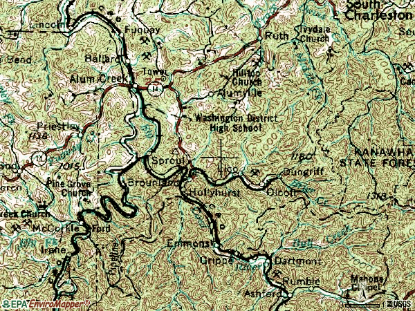 Zip code 25003 topographic map