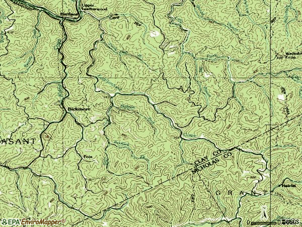 Zip code 25019 topographic map