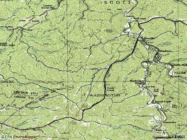 Zip code 25053 topographic map