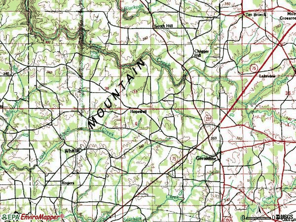 Zip code 35974 topographic map
