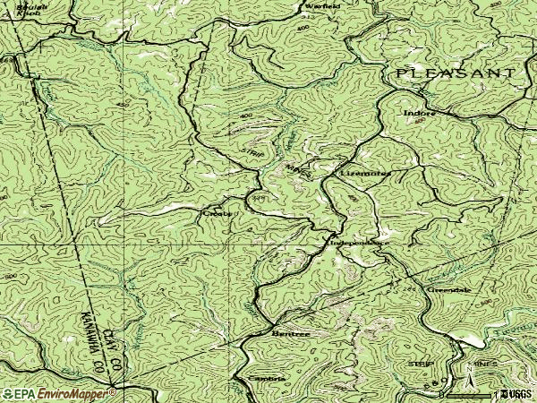 Zip code 25125 topographic map