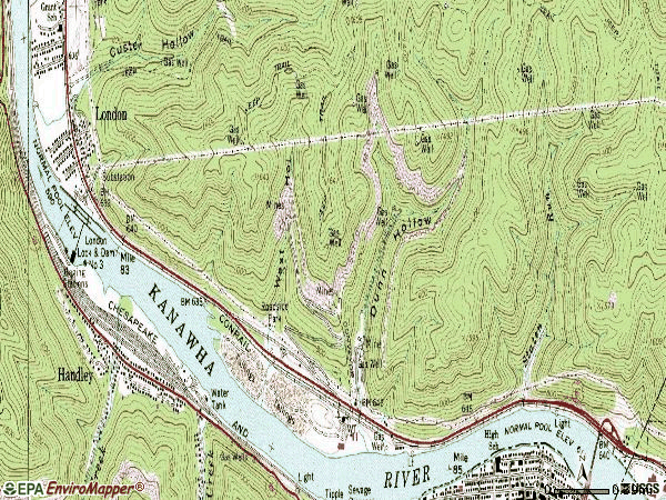 Zip code 25126 topographic map