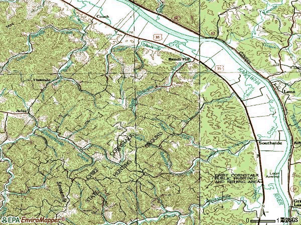 Zip code 25187 topographic map