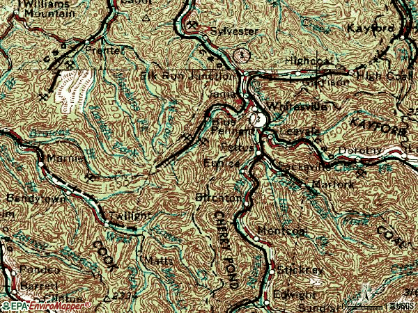 Zip code 25209 topographic map
