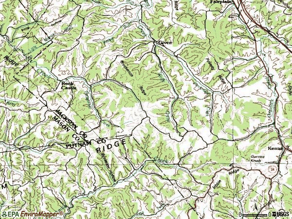 Zip code 25245 topographic map