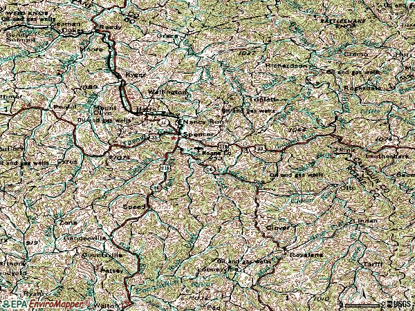 Zip code 25276 topographic map