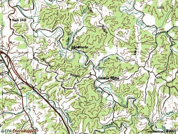 Zip code 25279 topographic map