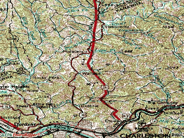 Zip code 25312 topographic map