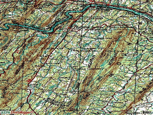Zip code 25411 topographic map