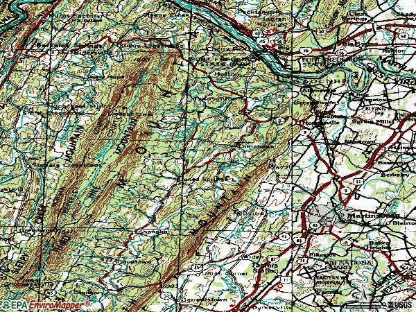 Zip code 25427 topographic map