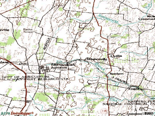 Zip code 25442 topographic map