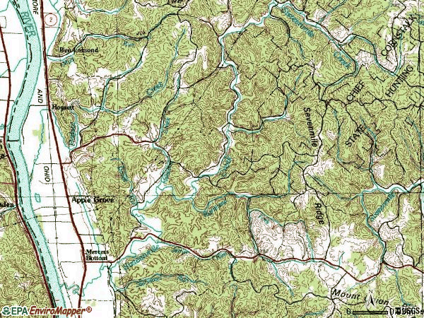 Zip code 25502 topographic map