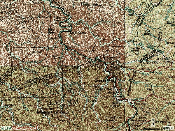 Zip code 25524 topographic map