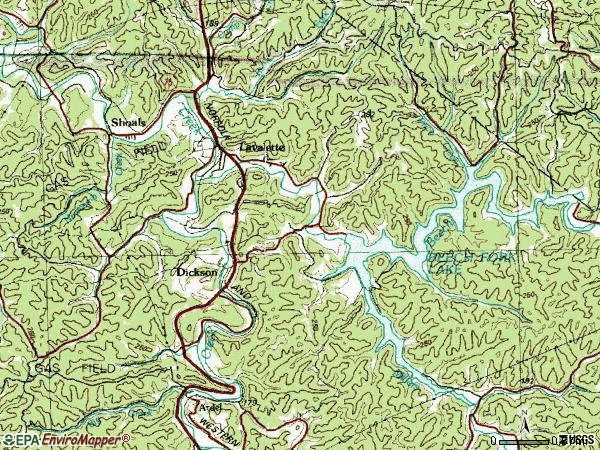 Zip code 25535 topographic map
