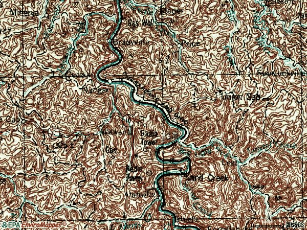 Zip code 25557 topographic map
