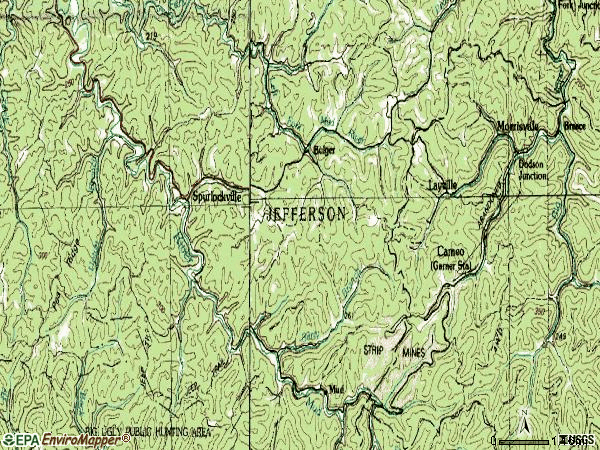 Zip code 25565 topographic map