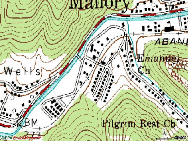 Zip code 25634 topographic map