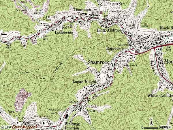 Zip code 25637 topographic map