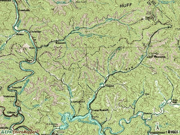 Zip code 25650 topographic map