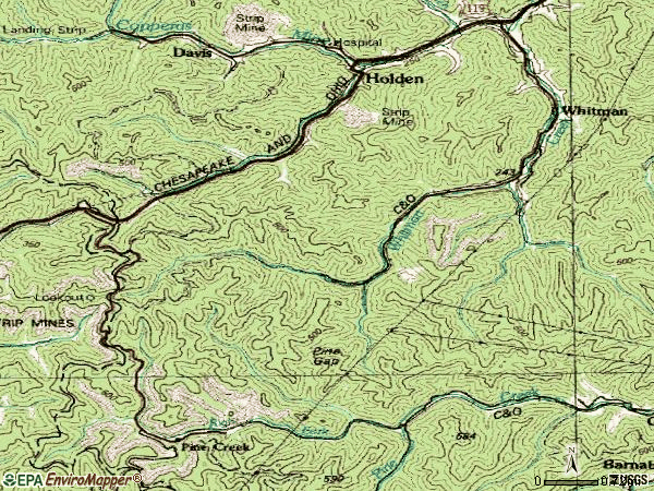 Zip code 25652 topographic map