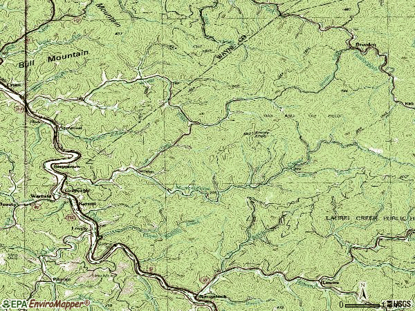 Zip code 25674 topographic map