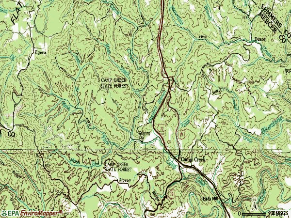 Zip code 25820 topographic map