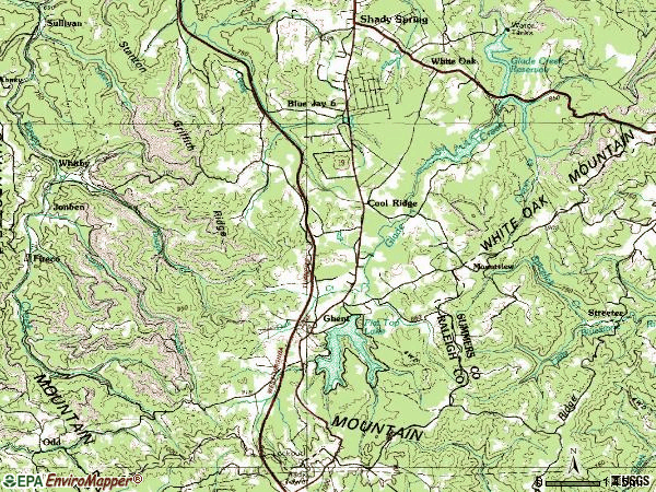 Zip code 25825 topographic map