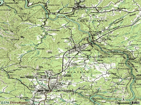 Zip code 25840 topographic map