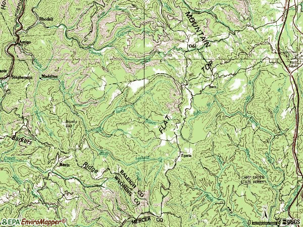 Zip code 25902 topographic map