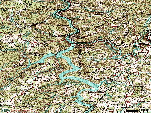 Zip code 25951 topographic map