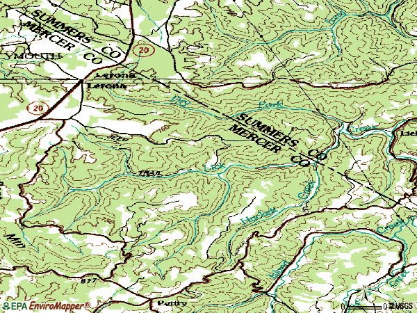 Zip code 25971 topographic map