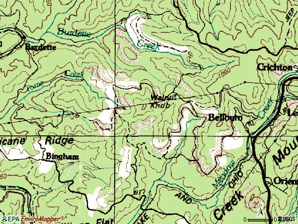 Zip code 25972 topographic map