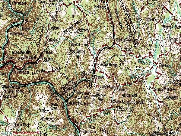 Zip code 25976 topographic map